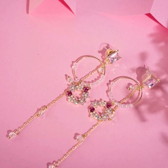 Jewelry - Floral Wreath Long Delicate Gold Drop Earrings